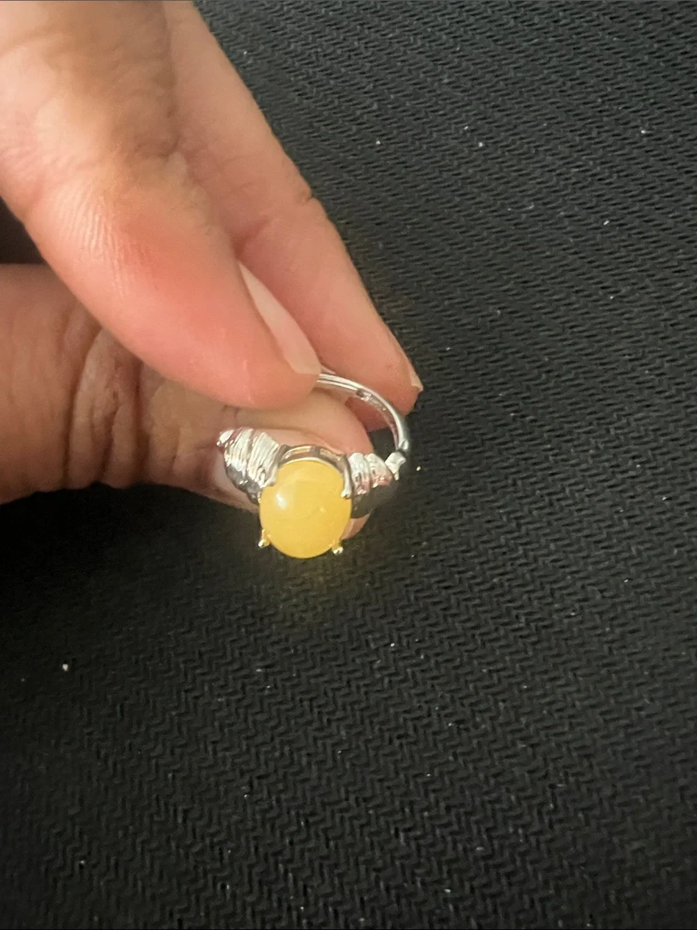 Adjustable Yellow Gemstone Silver Ring - Elegant Women's Jewelry